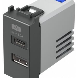Alimentatore 5v 1 USB, 1 Type C 3A 1 Modulo Antracite